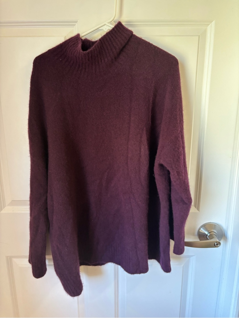 Eileen Fisher Plum Mock Neck Wool Blend Sweater